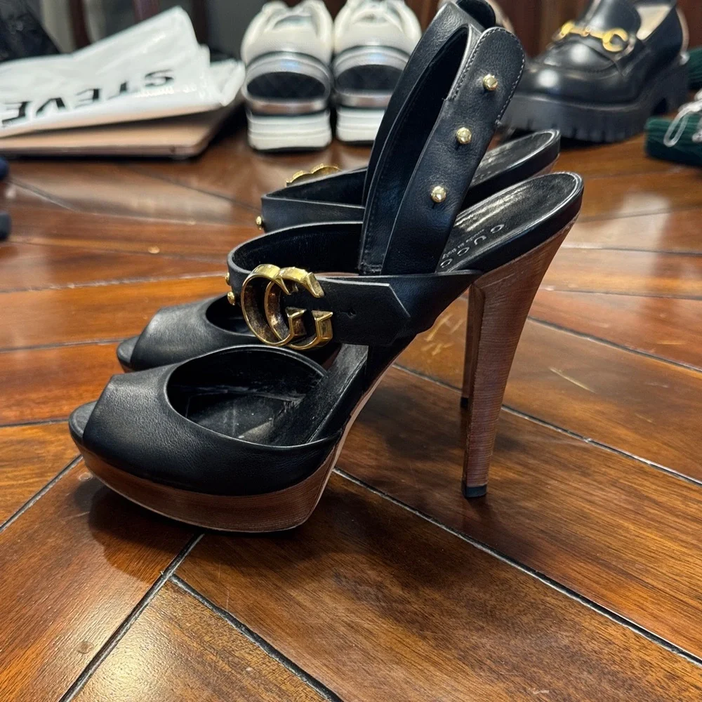 Gucci marmont leather platform stiletto - Picture 4 of 6
